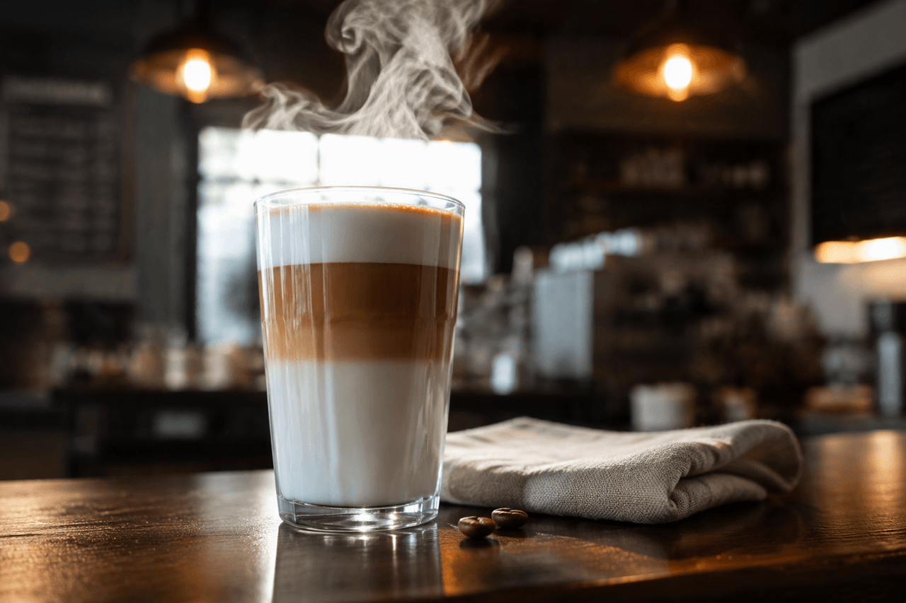 Cafe drink hero with steam