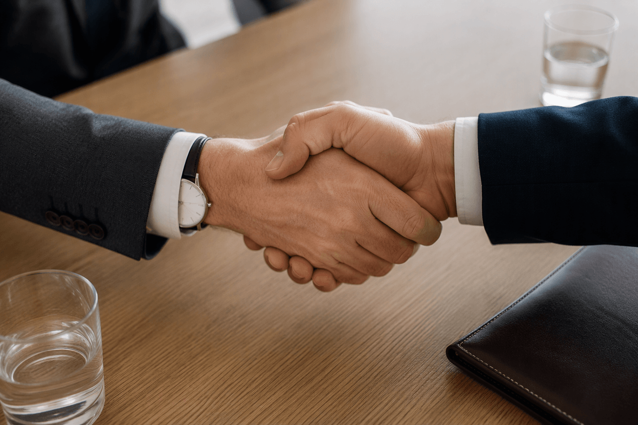 Deal close: handshake detail