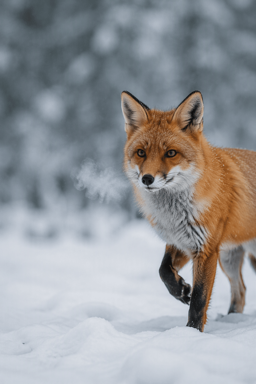 Red fox in fresh snow
