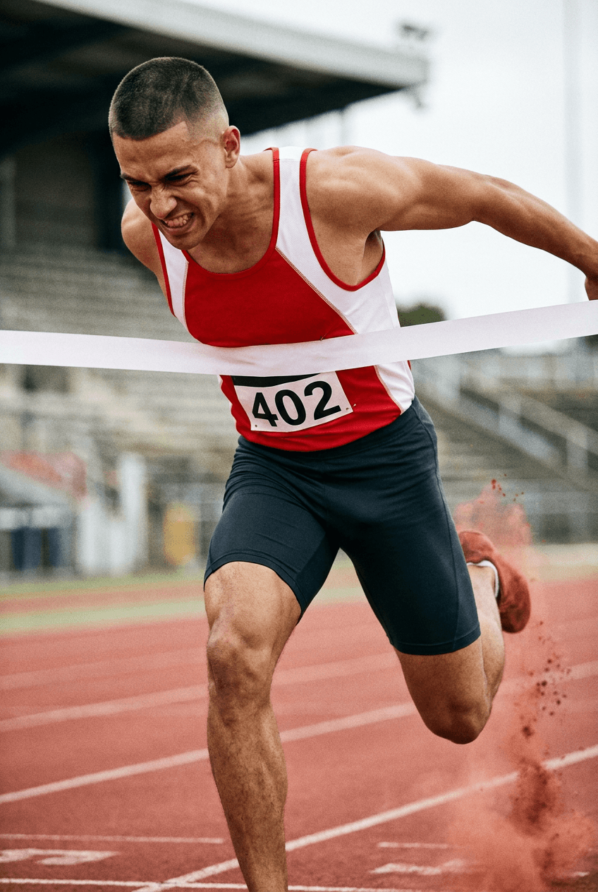 Sprinter crossing the line